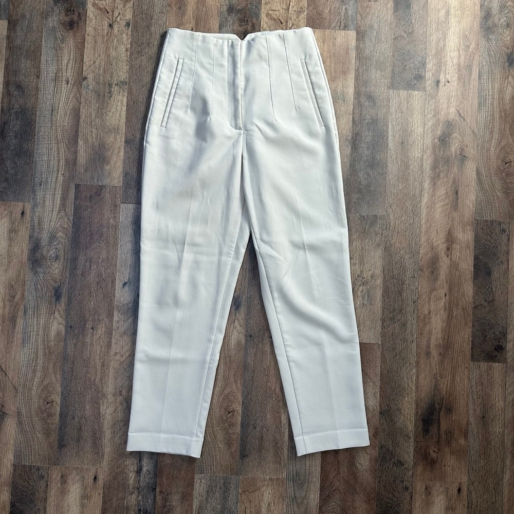 Zara Cream Straight Leg Pants Relaxed Fit